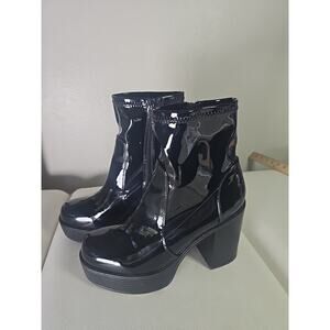 Soda Platform Patent Leather Boots Womens 10 Chunky Black Shiny Biker Goth